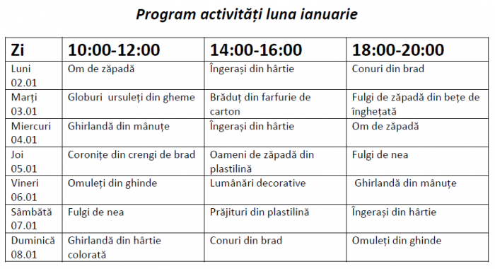 program dreamland ianuarie